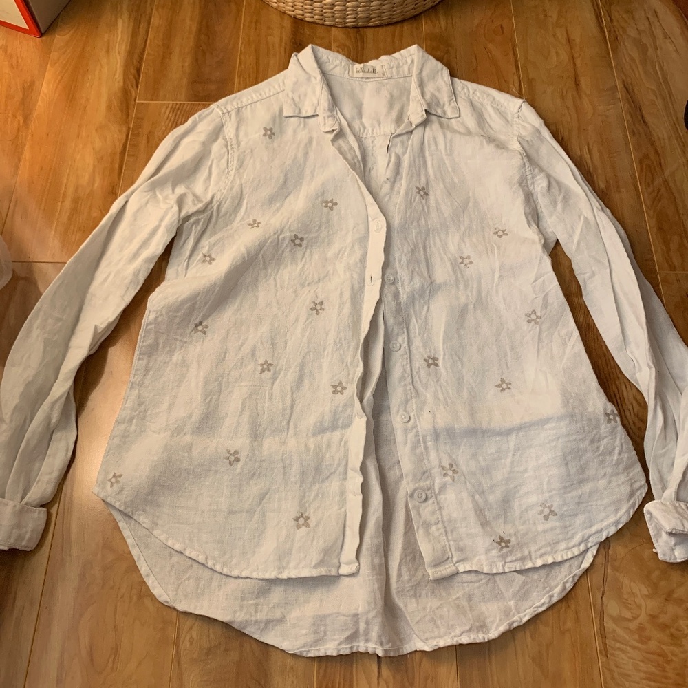 Linen floral button down